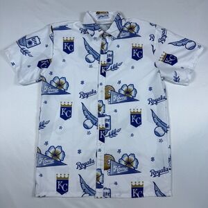 BWM Global Kansas City Royals Shirt Mens M White MLB Aloha Miller Lite Button Up